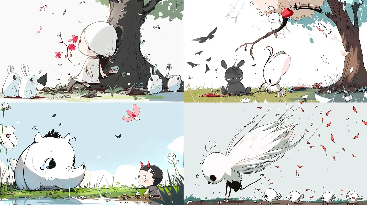Whimsical Fauna Fantasia: An Artistic Fusion of Natural Elements and Playful Creatures - Midjourney sref style