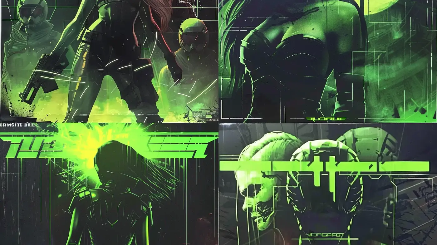 Neon Cyberpunk Aesthetic with Grungy Textures - Midjourney sref style