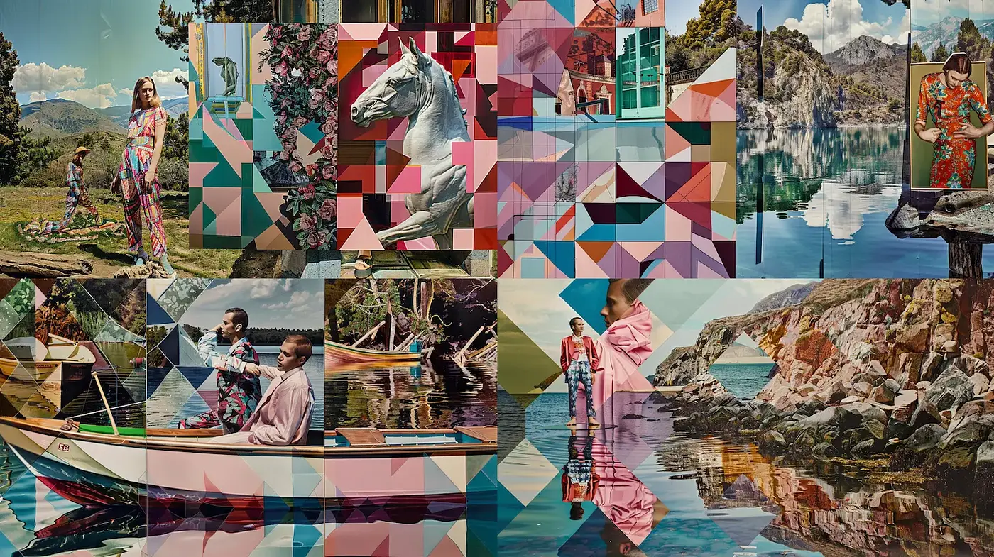 Colorful Geometric Expressions with High-Contrast Natural Landscapes - Midjourney sref style