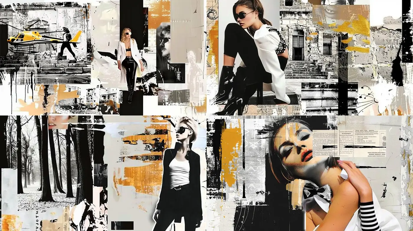 Abstract Expressionist Collage with Urban Chic - Midjourney sref style