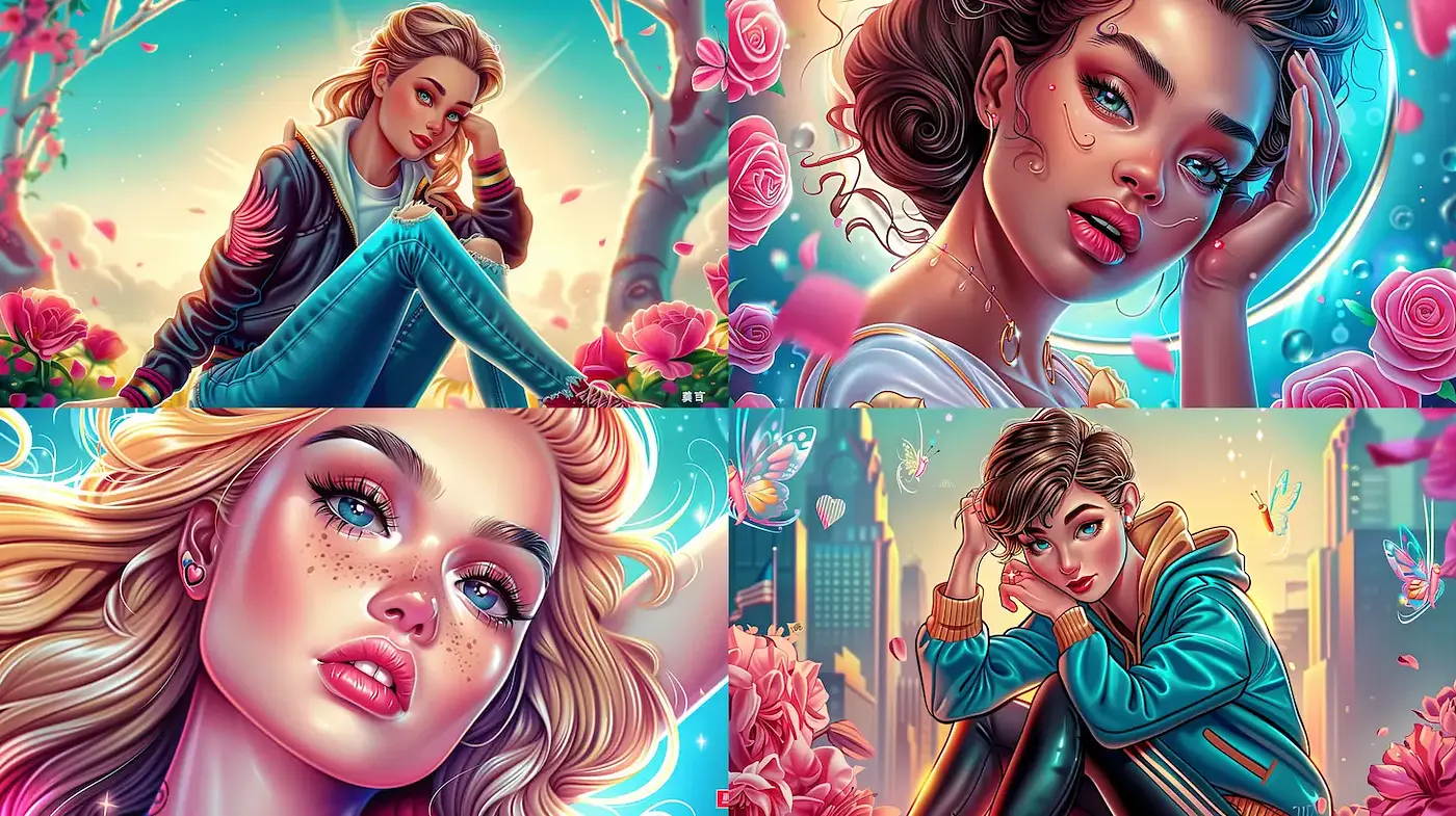 Vibrant and Whimsical Portraits with a Touch of Fantasy - Midjourney sref style