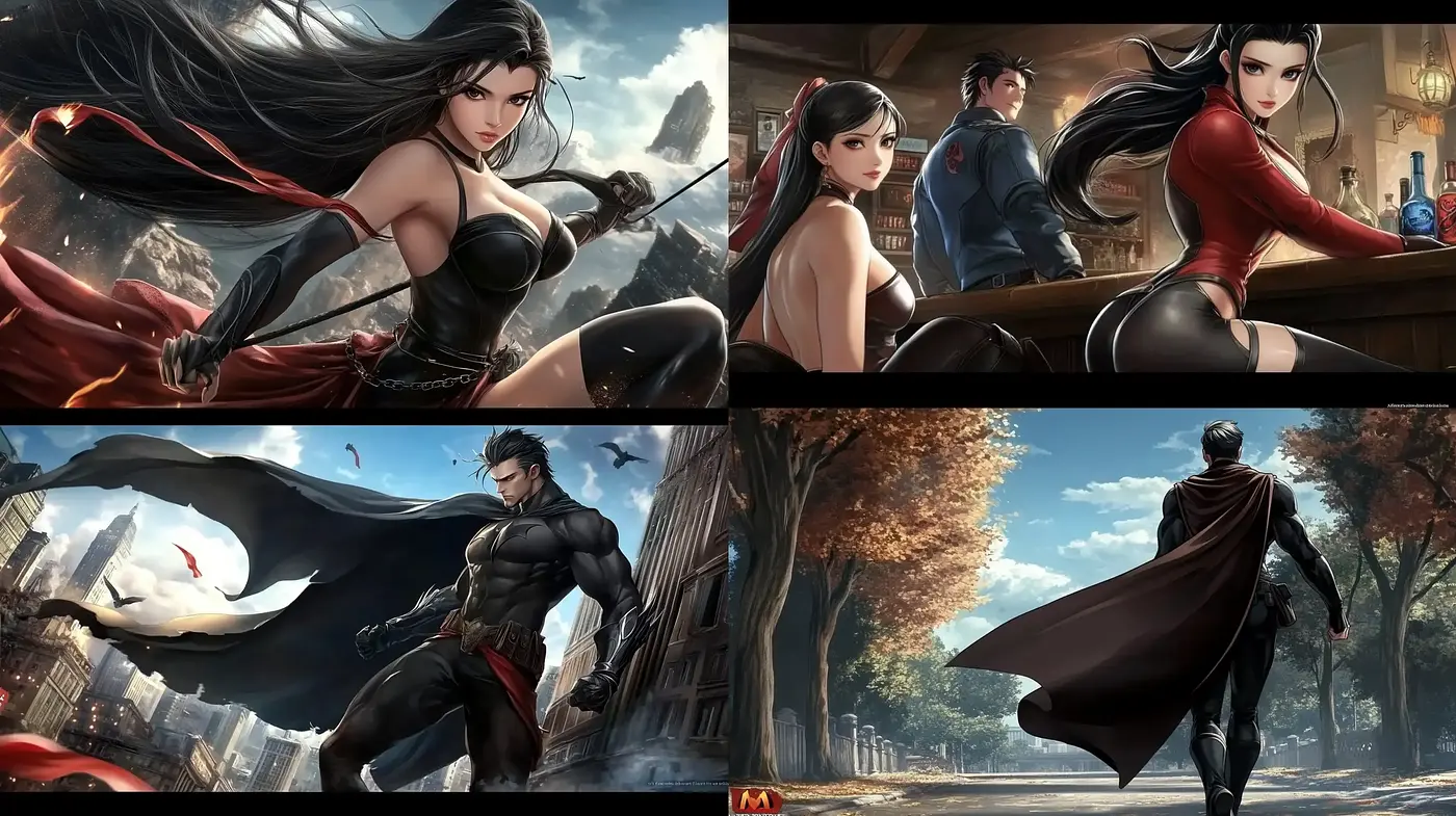 Dynamic Elegance in Digital Brushwork: A Fusion of Anime and Realism - Midjourney sref style
