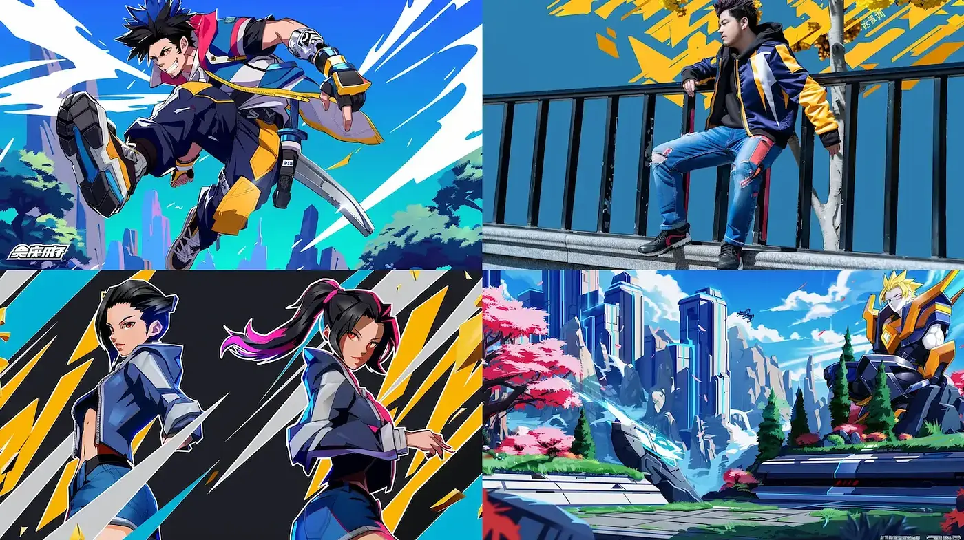 Dynamic and Vibrant Illustrations with Anime Influence - Midjourney sref style