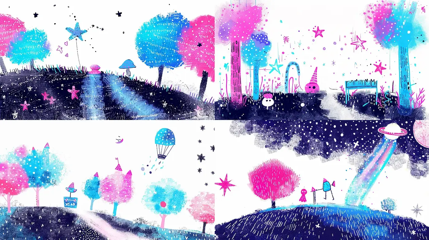 Whimsical Fantasy Landscape with Dreamlike Elements - Midjourney sref style