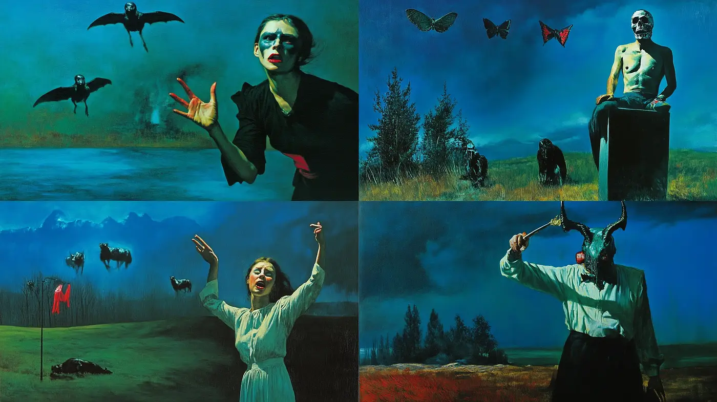 Surreal Nocturne Ensemble with an Ethereal Gothic Touch - Midjourney sref style