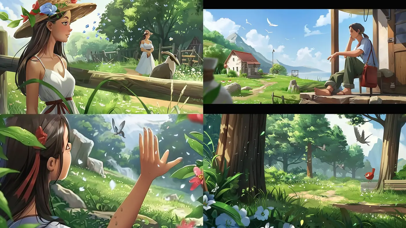 Idyllic Countryside Serenity: A Harmonious Blend of Natural Hues and Light - Midjourney sref style