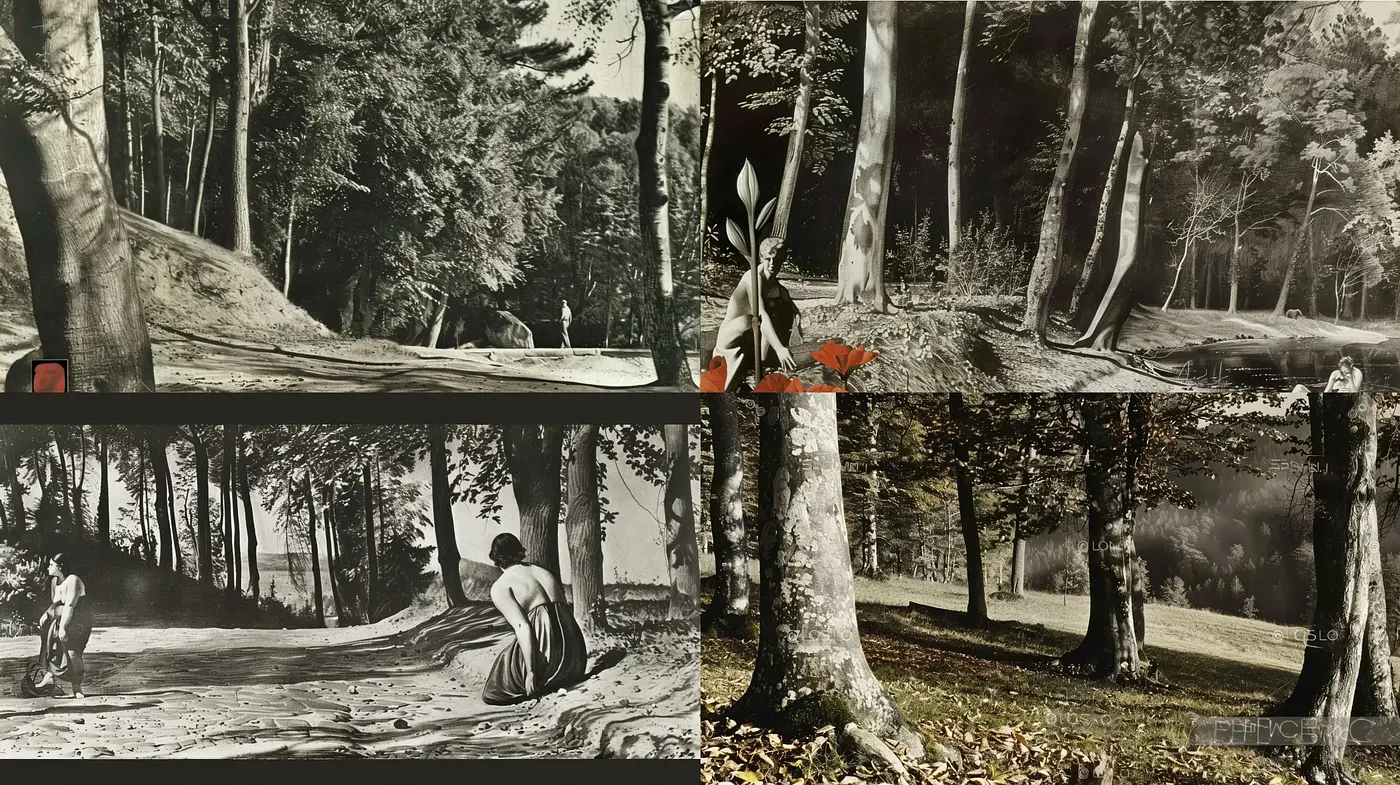 Consistent Sepia Serenity: A Study of Timeless Parkland Repose - Midjourney sref style