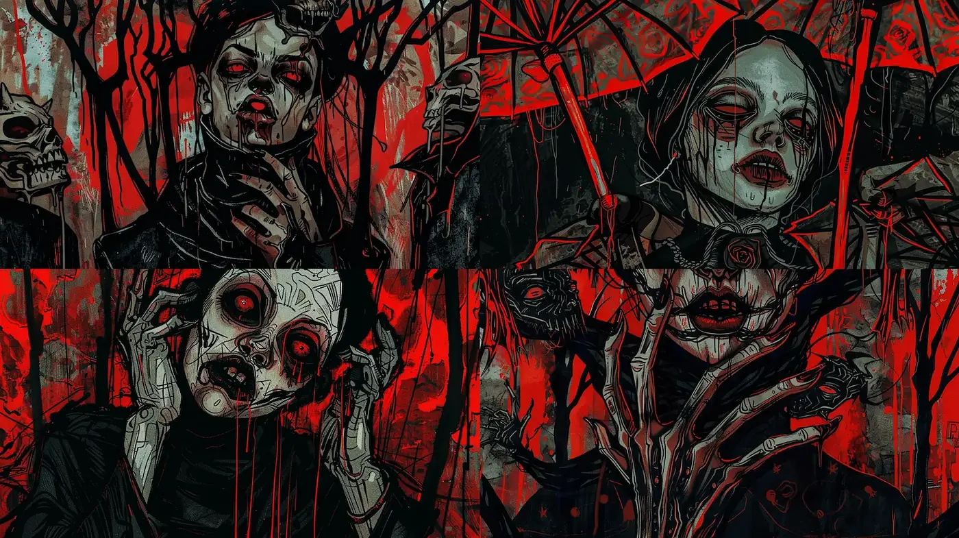 Dark and Gruesome Illustrations with an Eerie Atmosphere - Midjourney sref style