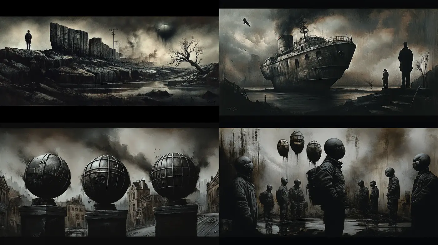 Ethereal Shades of Dystopia: A Homage to Cinematic Surrealism - Midjourney sref style