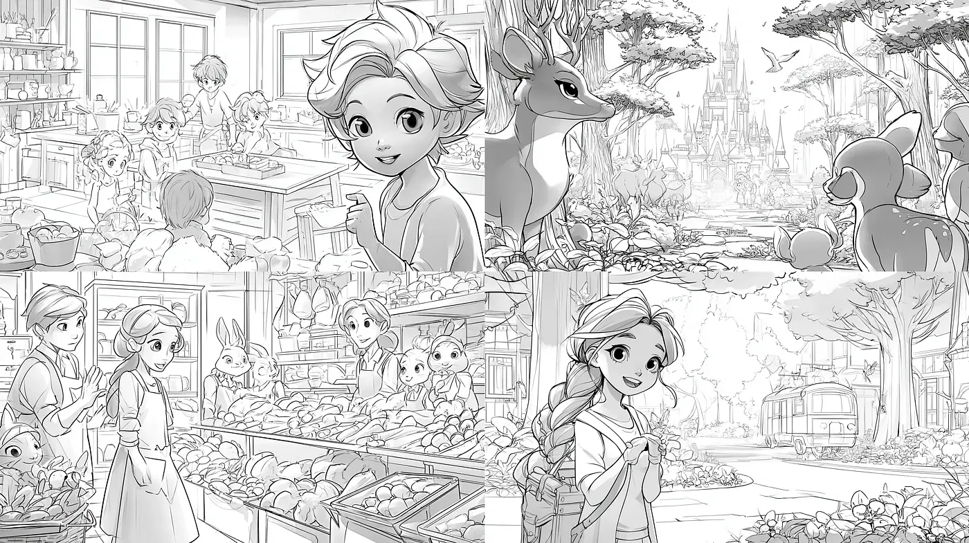 Charming Whimsical Style with Clean Lines and Playful Characters - Midjourney sref style