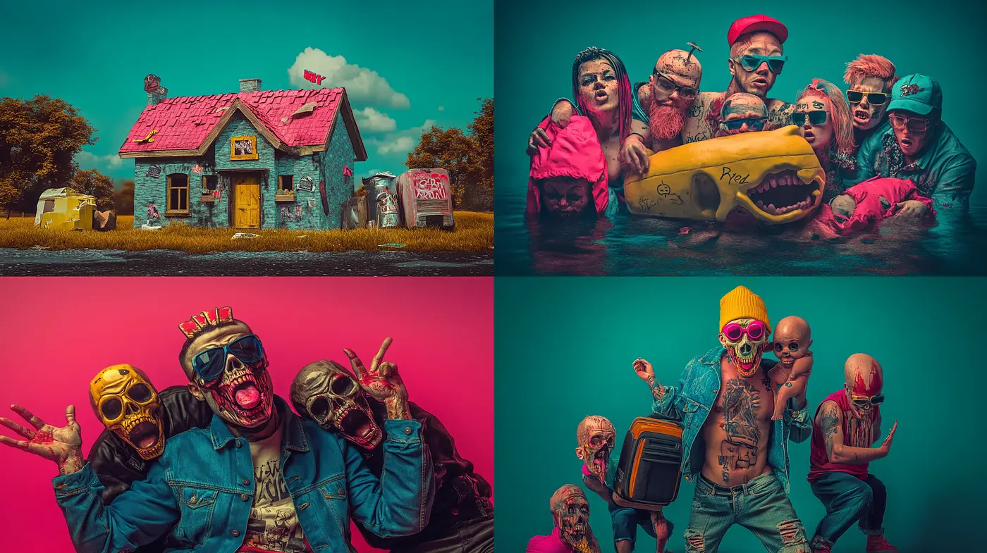 Hyper-Surrealistic Vintage Fusion with Vibrant Palettes - Midjourney sref style