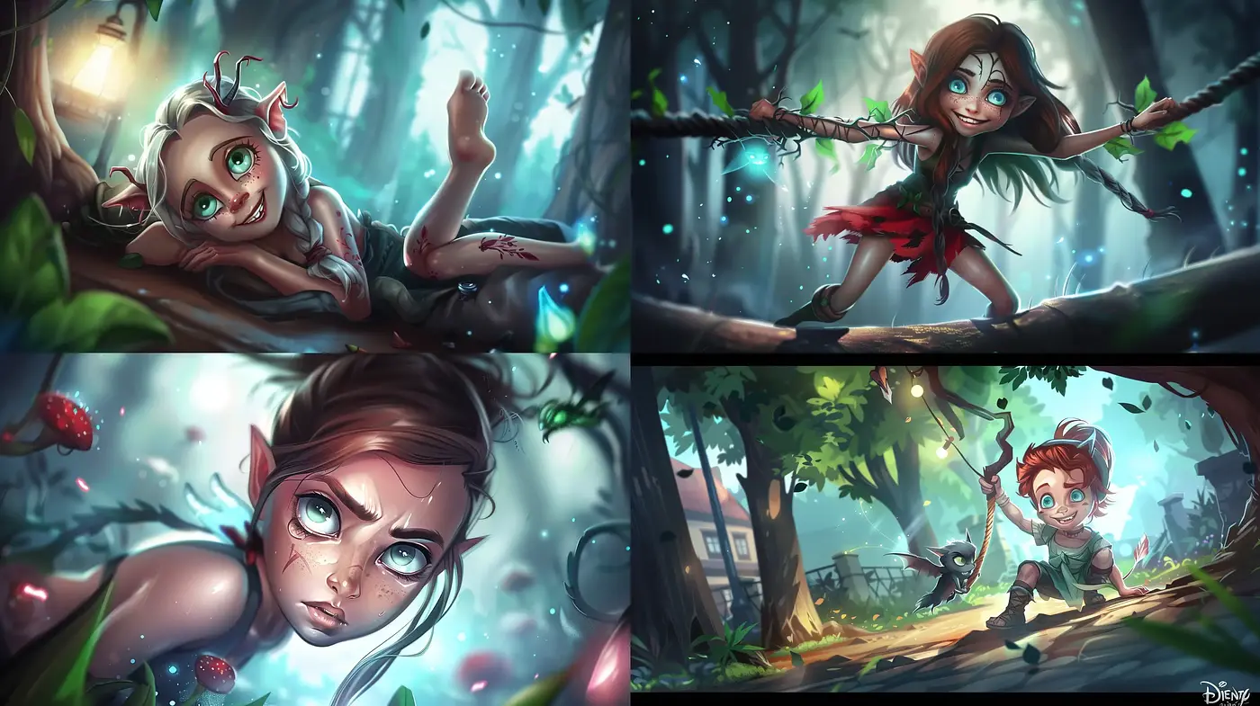 Enchanted Forest Whimsy: A Harmonious Blend of Fantasy and Digital Paintbrush Mastery - Midjourney sref style