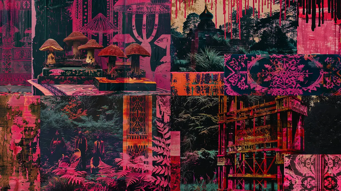 Mystic Fusion of Nature and Mechanical Structures in Rich Sepia-Toned Textures - Midjourney sref style