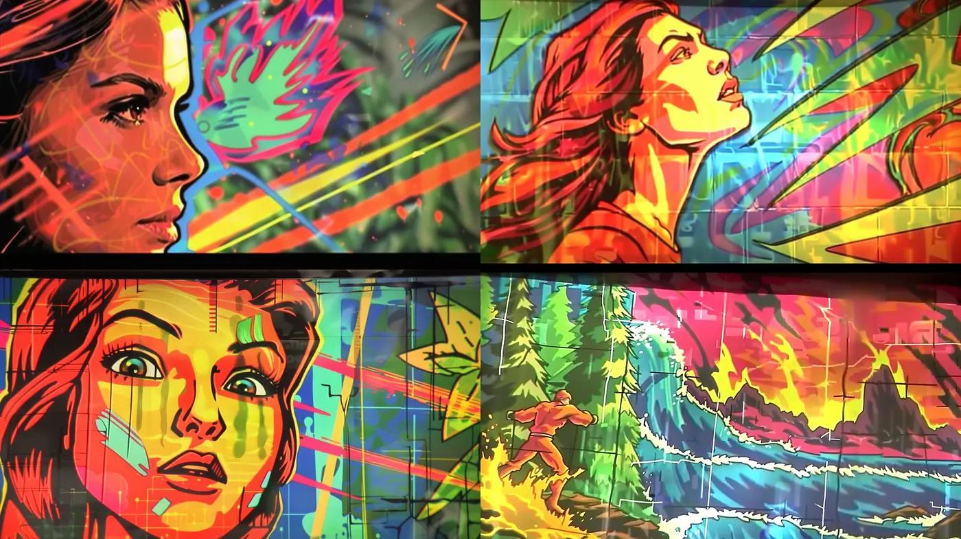 Vibrant Pop Art Fusion with Abstract Expressionist Undertones - Midjourney sref style