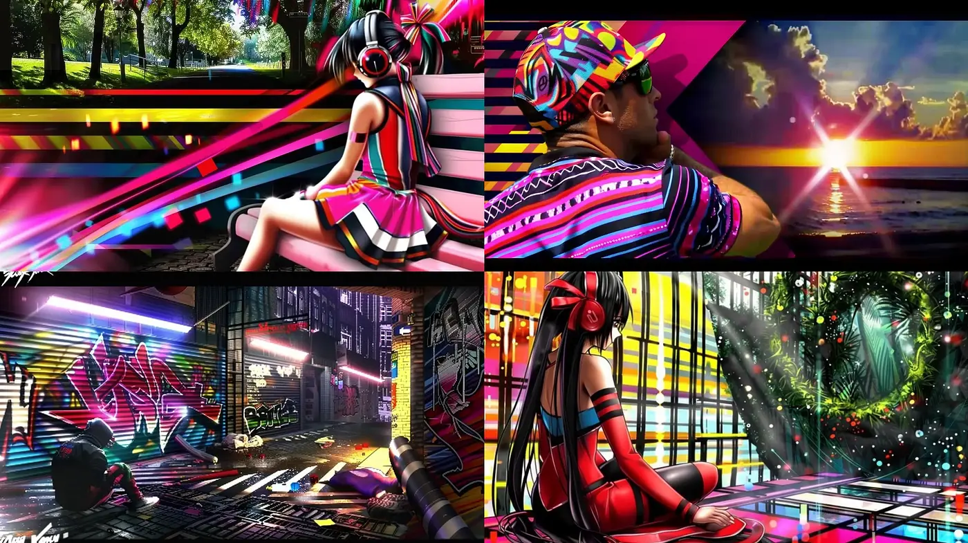 Neon-Drenched Cyberpunk Dreamscape - Midjourney sref style