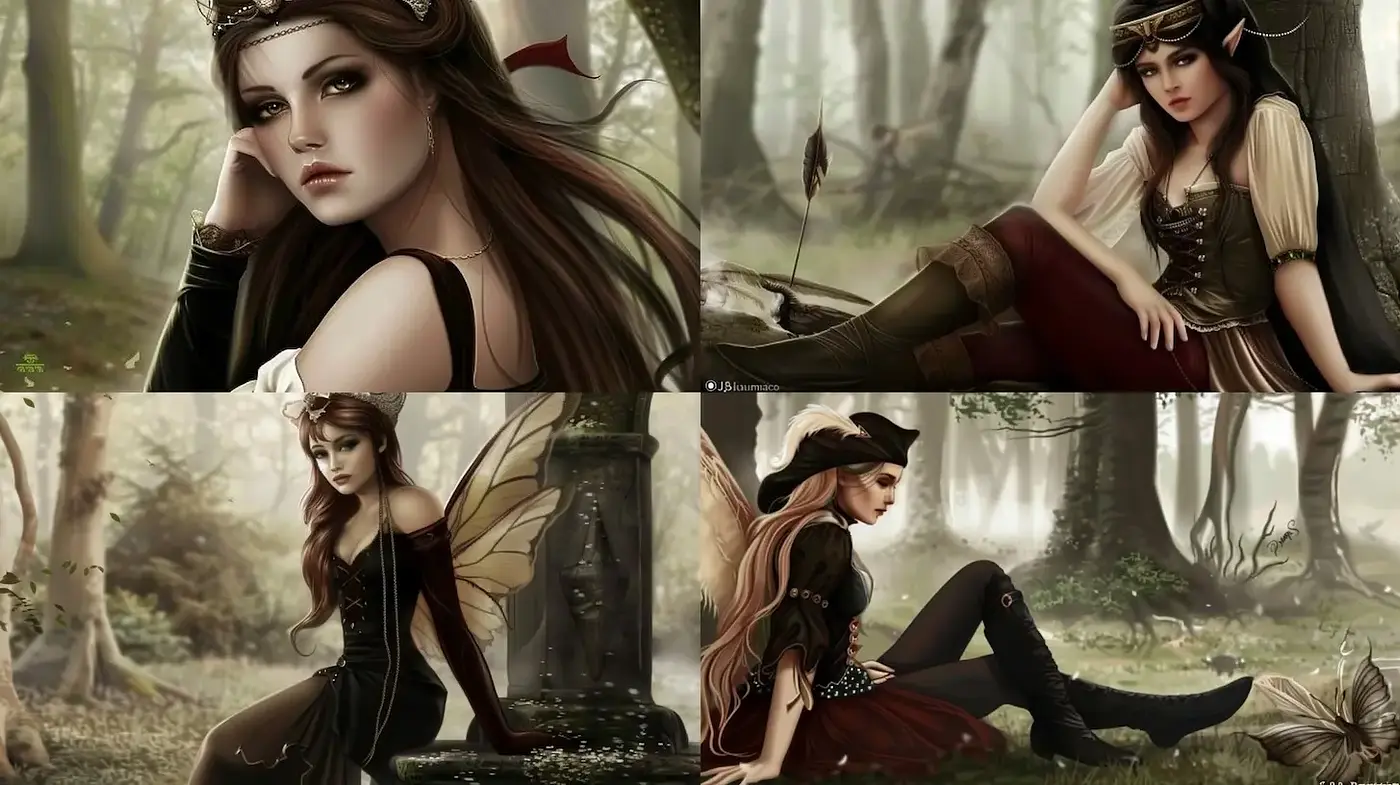 Enchanting and Ethereal Fantasy Portraiture with Consistent Character Design - Midjourney sref style
