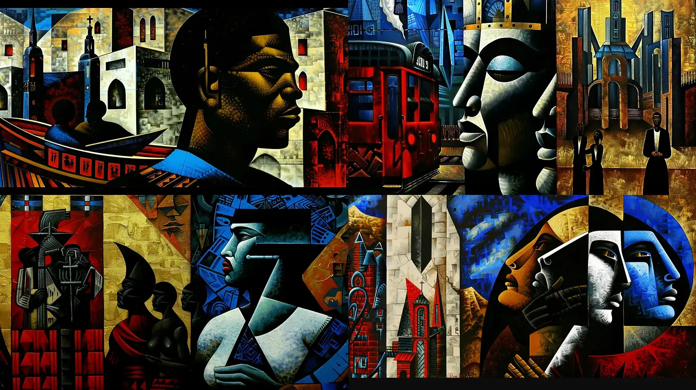 Cubist Mosaic Dreamscapes: Homage to Modernist Art - Midjourney sref style