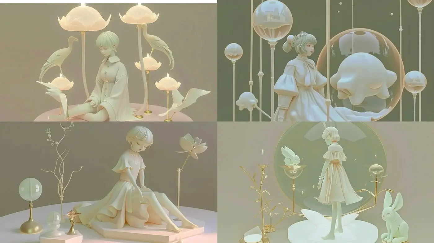 Ethereal Pastel Dreamscapes with Surreal Figures - Midjourney sref style