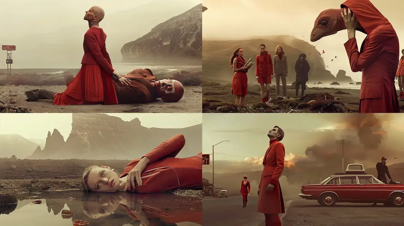 Surreal Cinematic Imagery with a Vintage Aesthetic - Midjourney sref style