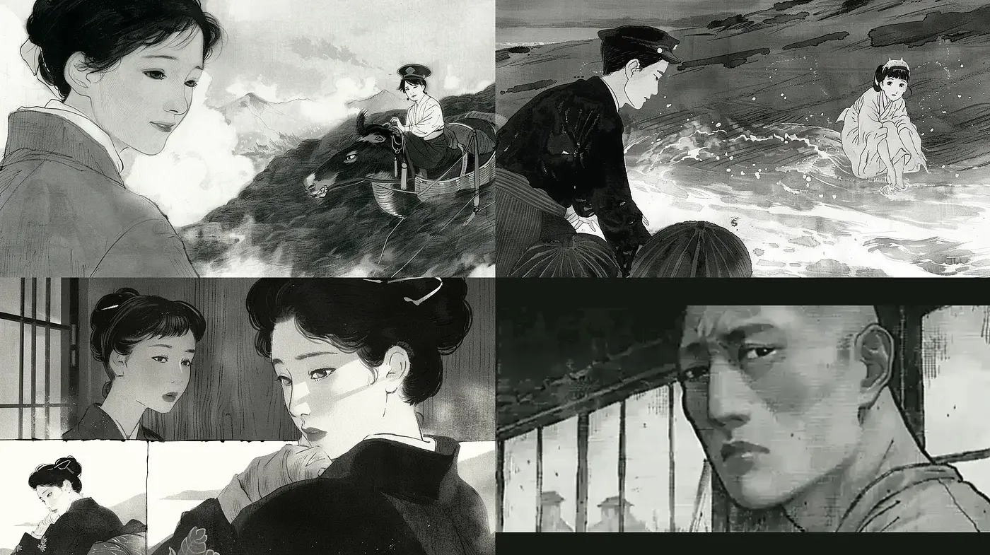 Monochromatic Elegance: A Homage to Classic Manga - Midjourney sref style