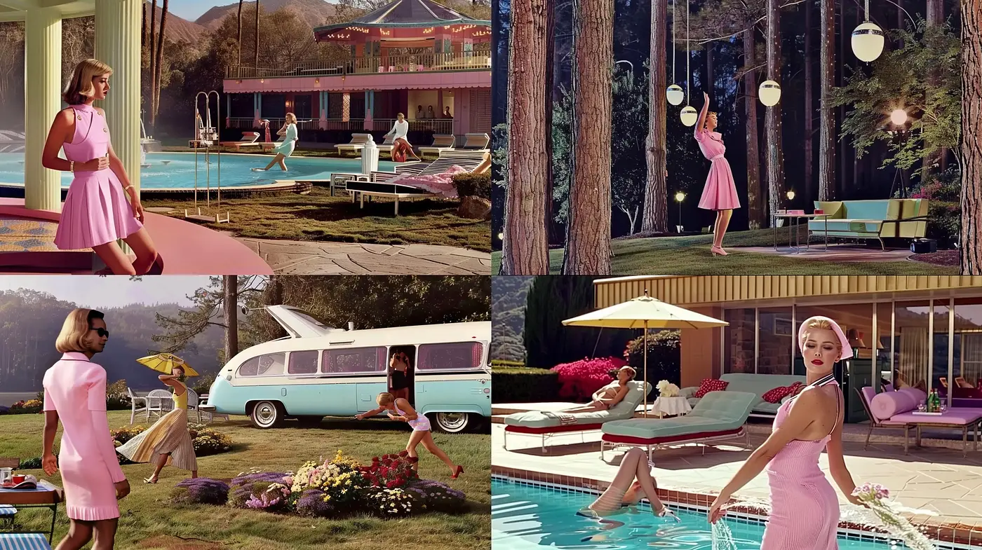 Retro Mid-Century Modern Dreamscape with Pastel Tones - Midjourney sref style