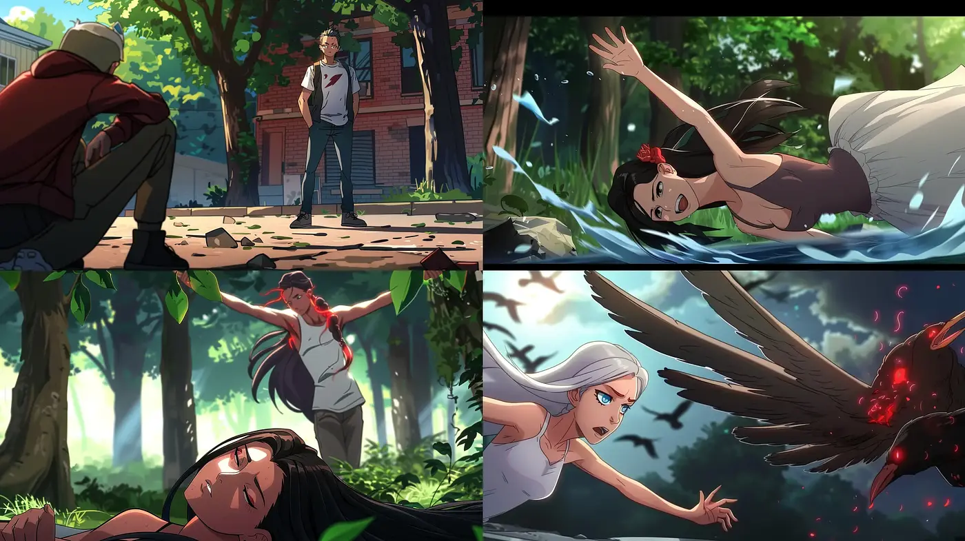 Dynamic Anime-Inspired Illustrative Artwork with Vivid Storytelling - Midjourney sref style