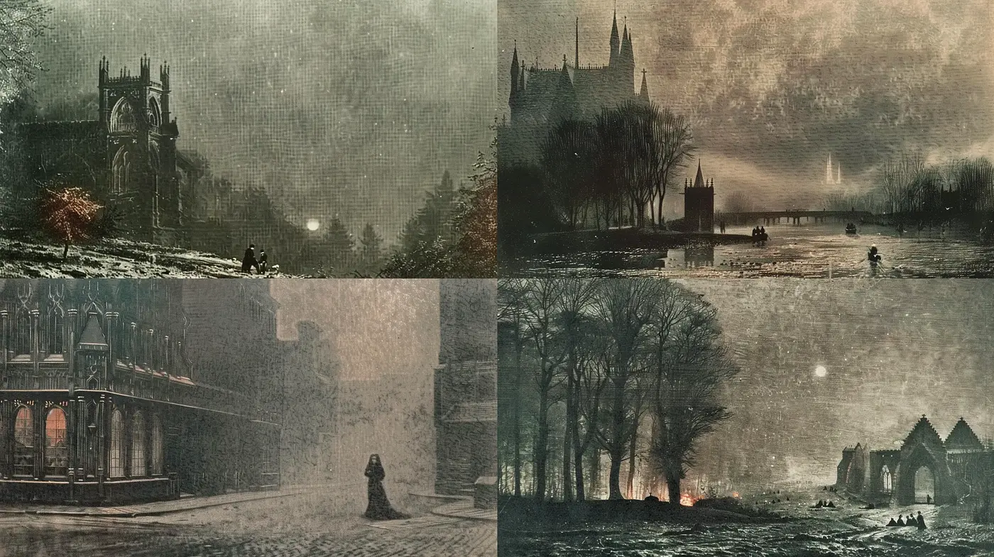 Gothic Reverie in Sepia Tones: A Homage to Mysterious Epochs - Midjourney sref style