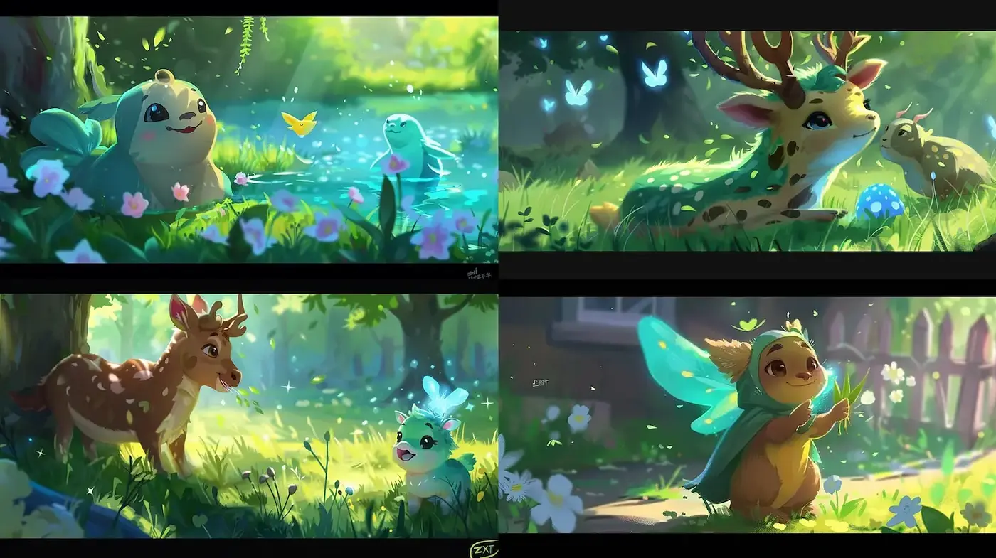 Whimsical Nature Scenes with Enchanted Creatures - Midjourney sref style