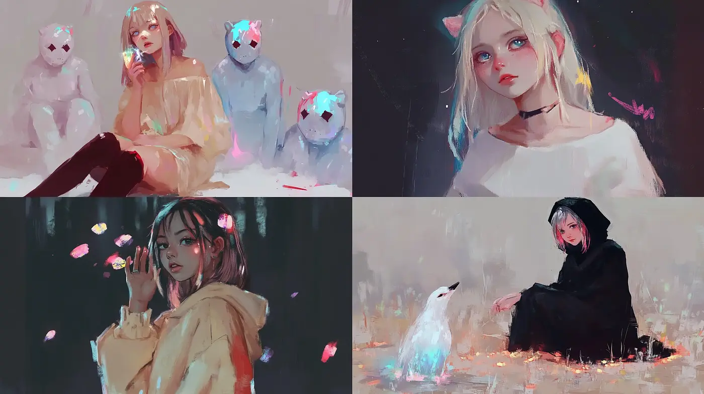 Ethereal Anime-Inspired Digital Paintings with a Pastel Dreamscape Palette - Midjourney sref style
