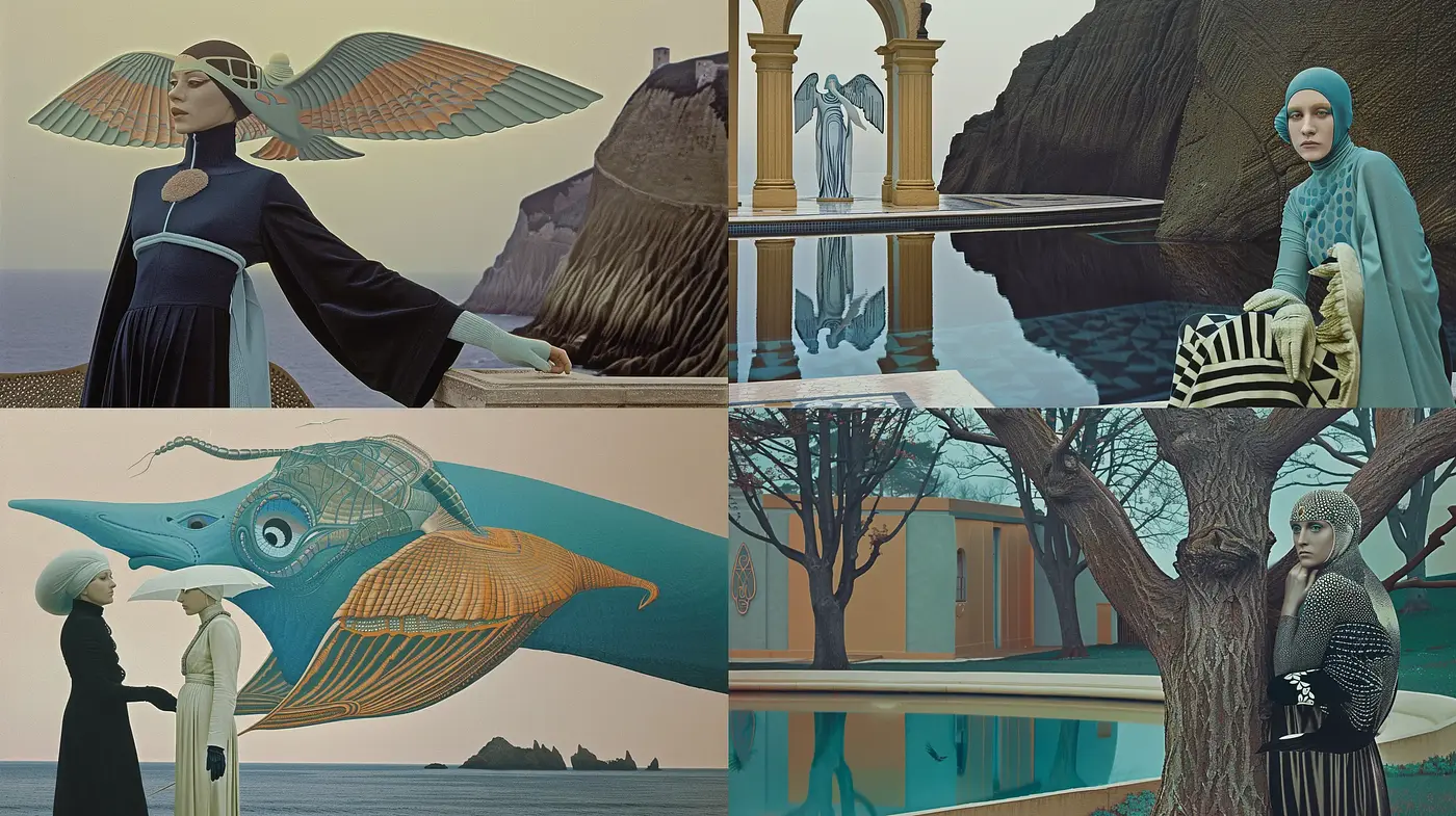 Ethereal Twilight: Surreal Enchantment in Turquoise Hues - Midjourney sref style