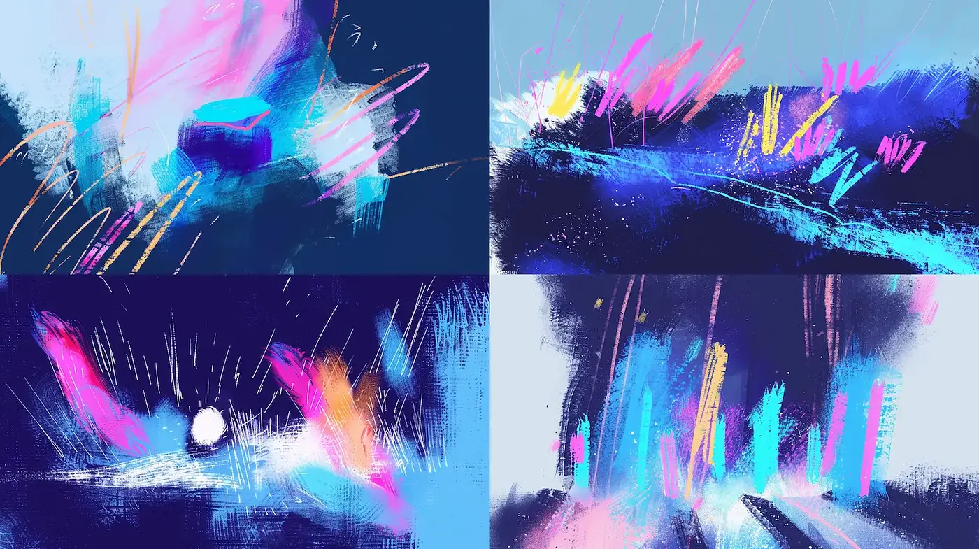 Vibrant abstract expressionism with a dynamic and energetic aura - Midjourney sref style
