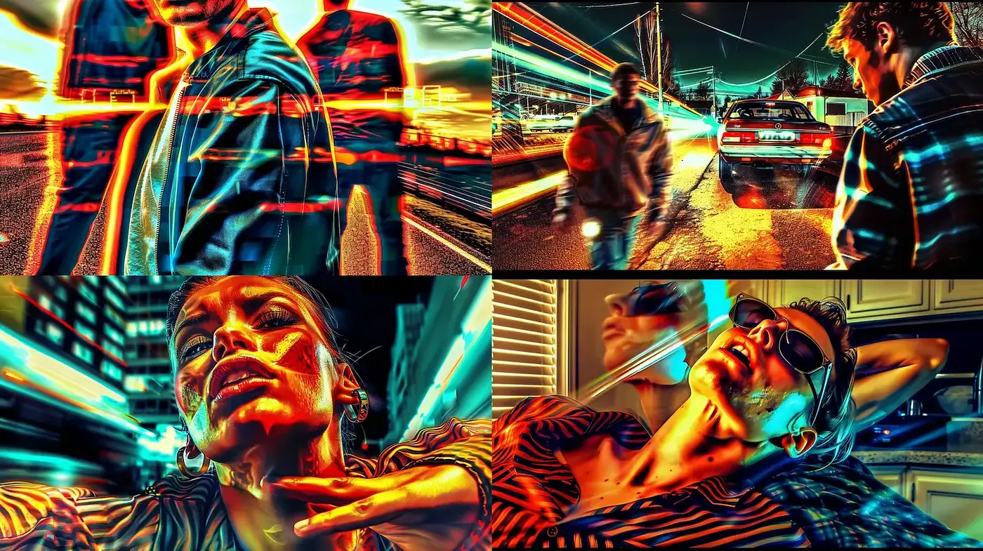 Dynamic and Vibrant Urban Aesthetic with a Retro Edge - Midjourney sref style