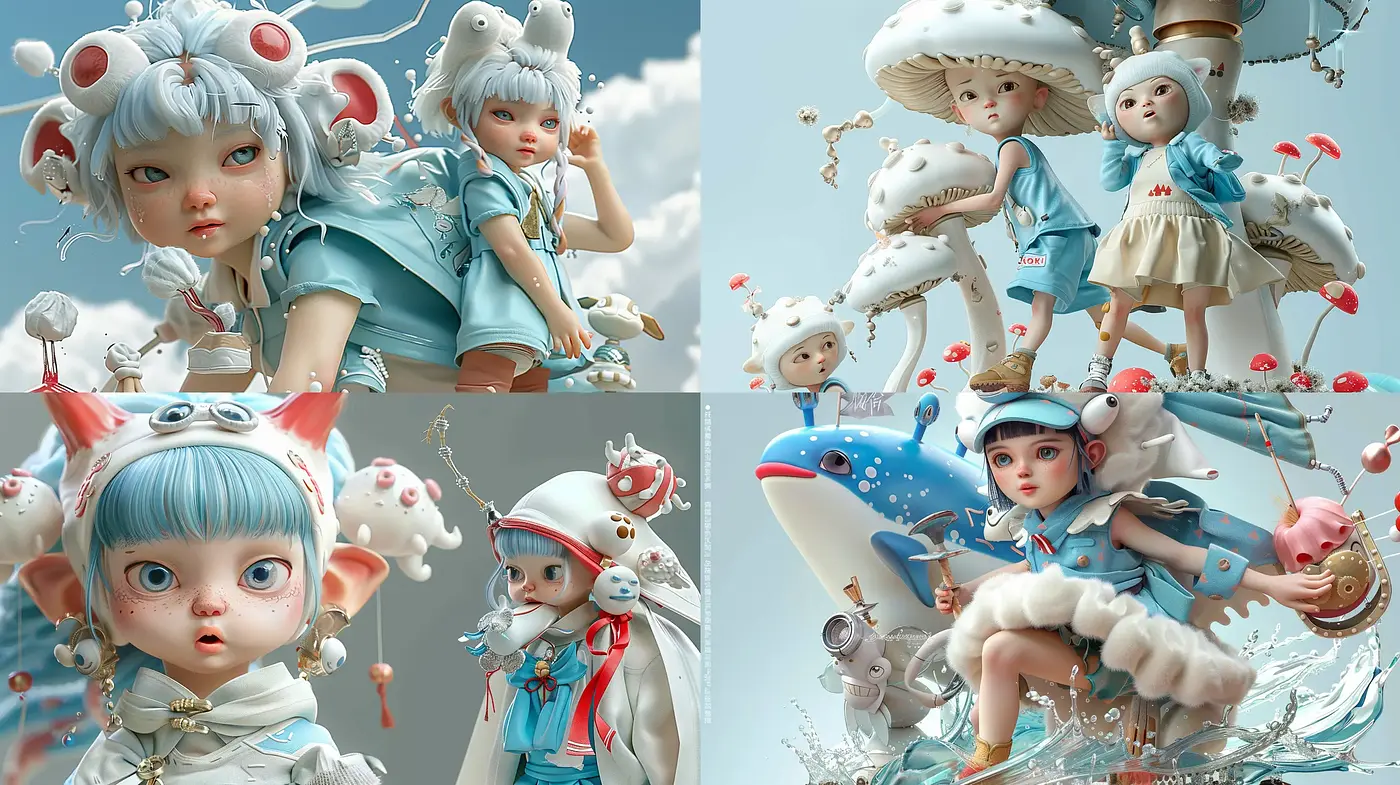 Ethereal Dreamscapes with Surreal Characters - Midjourney sref style