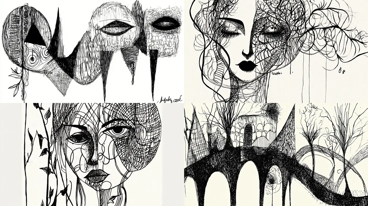 Intricate Monochromatic Dreamscapes - Midjourney sref style
