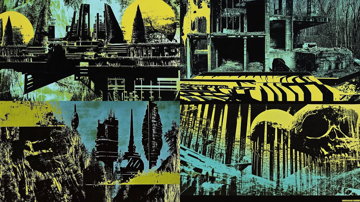 Futuristic Noir with a Retro Touch and Surreal Elements - Midjourney sref style