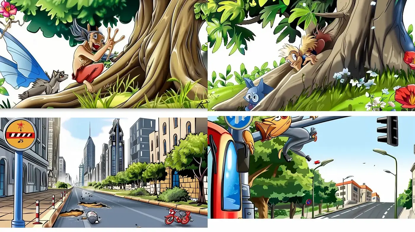 Vibrant and Playful Cartoon Style with Rich Textures and Dynamic Lines - Midjourney sref style