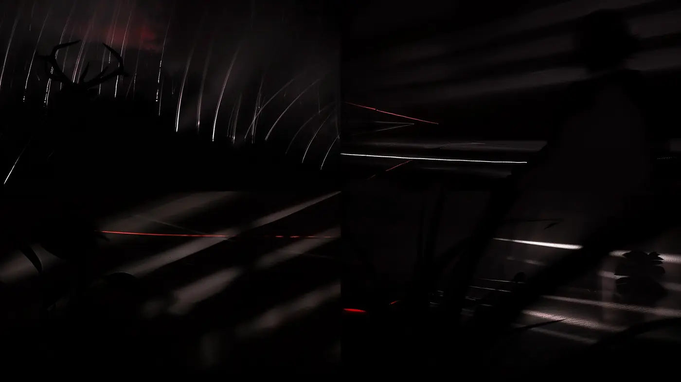 Noir-Inspired Monochromatic Shadows and Red Accents - Midjourney sref style