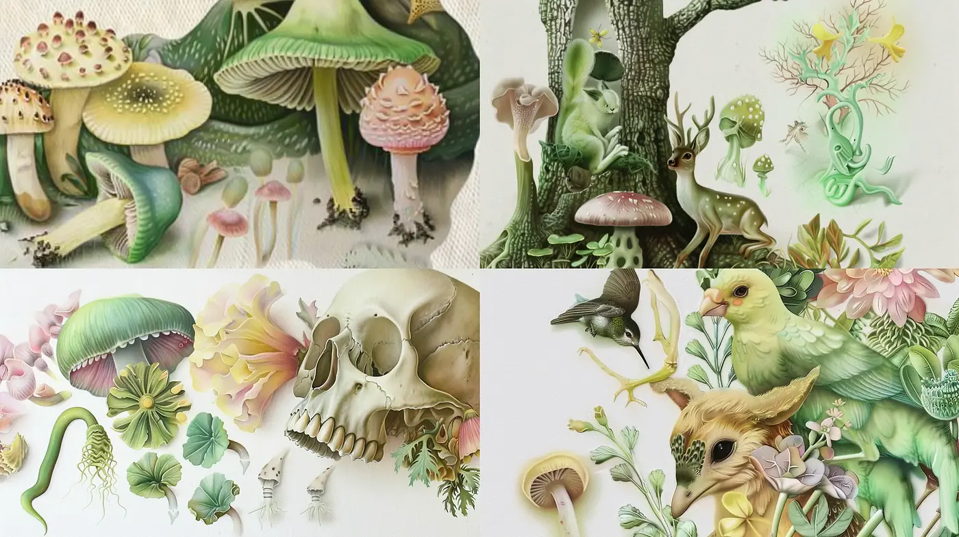 Enigmatic Botanical Fantasy with a Slight Morbid Elegance - Midjourney sref style