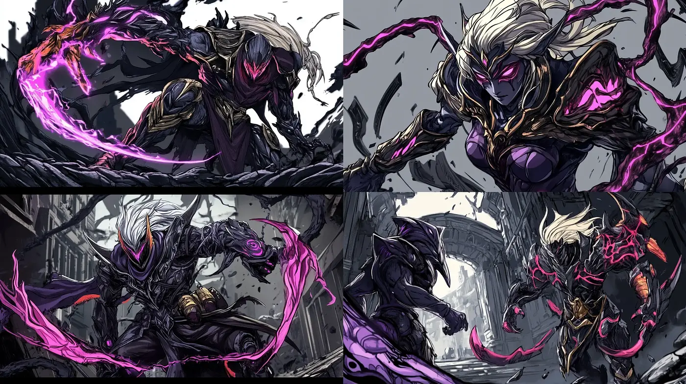 Gothic Shadows and Neon Highlights: A Fusion of Dark Fantasy and Vibrant Accents - Midjourney sref style