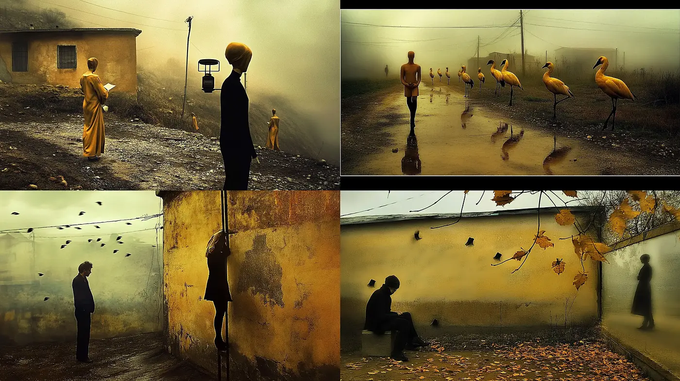 Ethereal Desolation in Sepia Tones: A Study of Solitude and Surrealism - Midjourney sref style