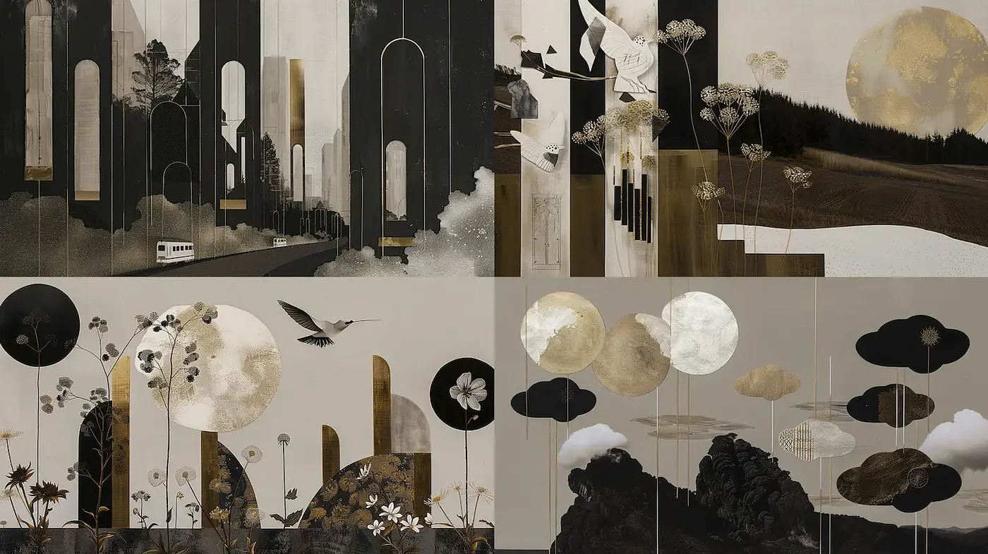 Atmospheric and Harmonious Blend of Tradition and Modernity in Artistic Representation - Midjourney sref style