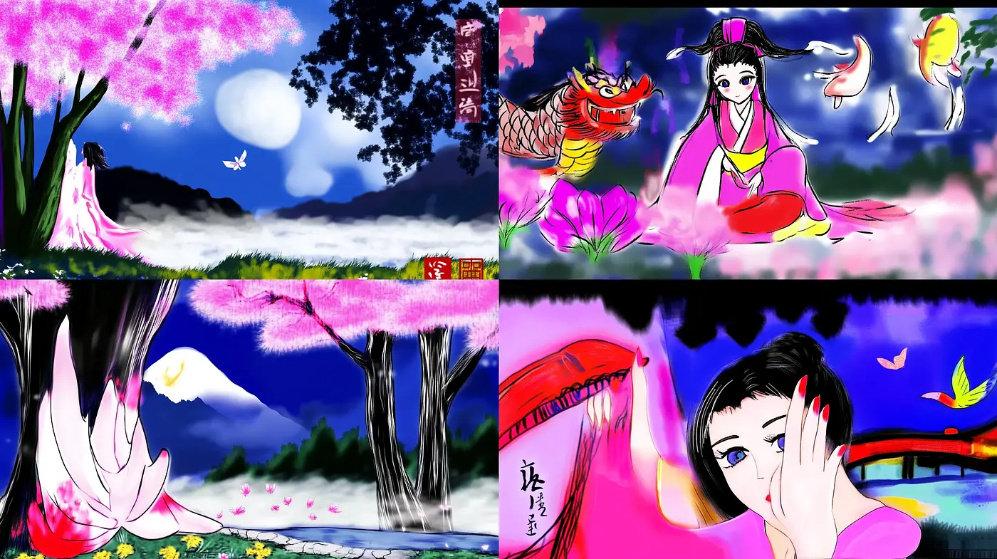 Ethereal Sakura Dreamscape: A Fusion of Anime Essence with Expressionist Vibrancy - Midjourney sref style