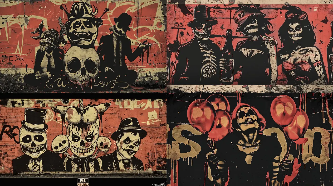 Gritty Urban Grunge with Surrealist Overtones - Midjourney sref style