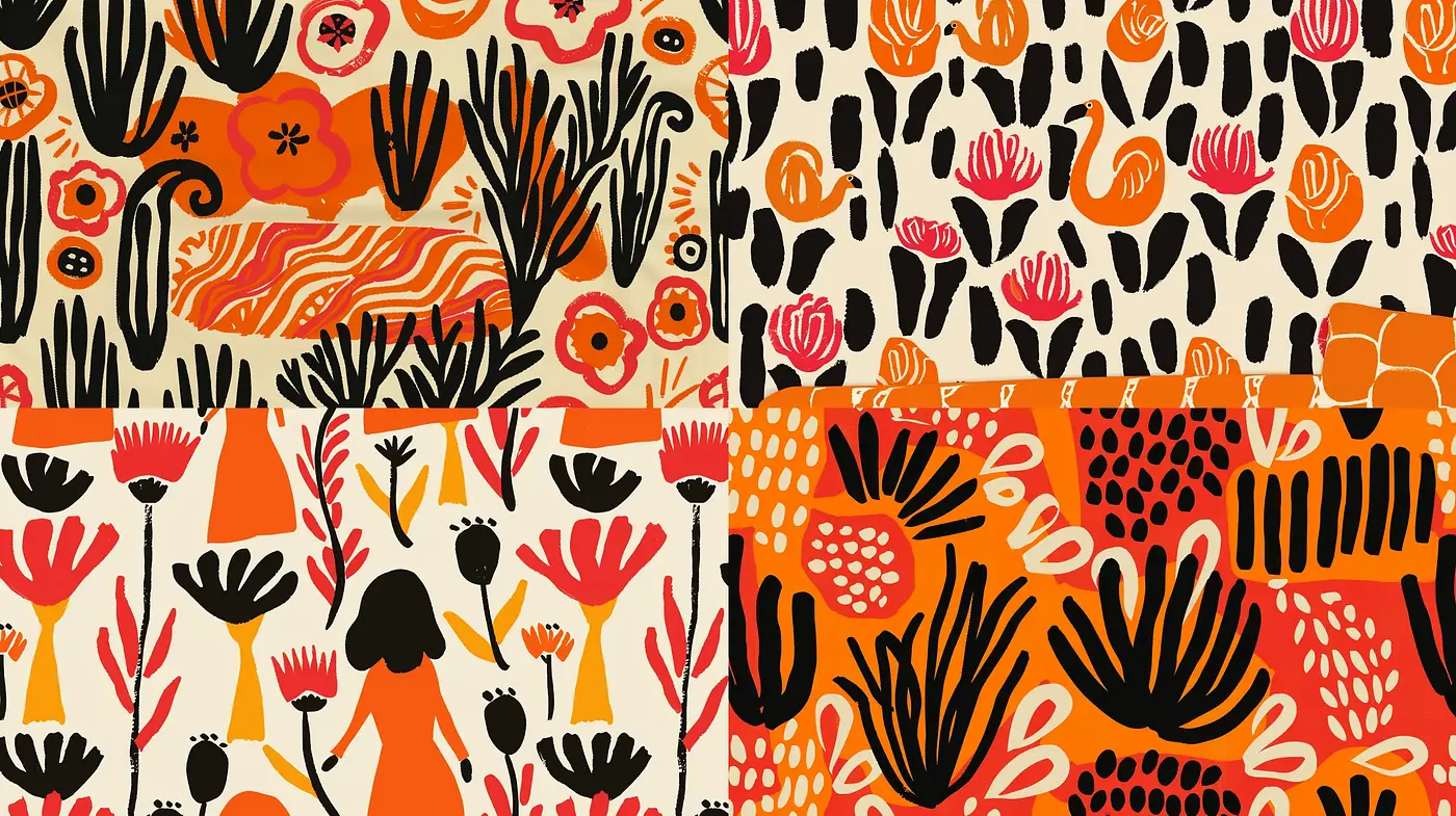 Eclectic Tapestry of Vivid Illustrations Inspired by Mid-Century Modern Art - Midjourney sref style