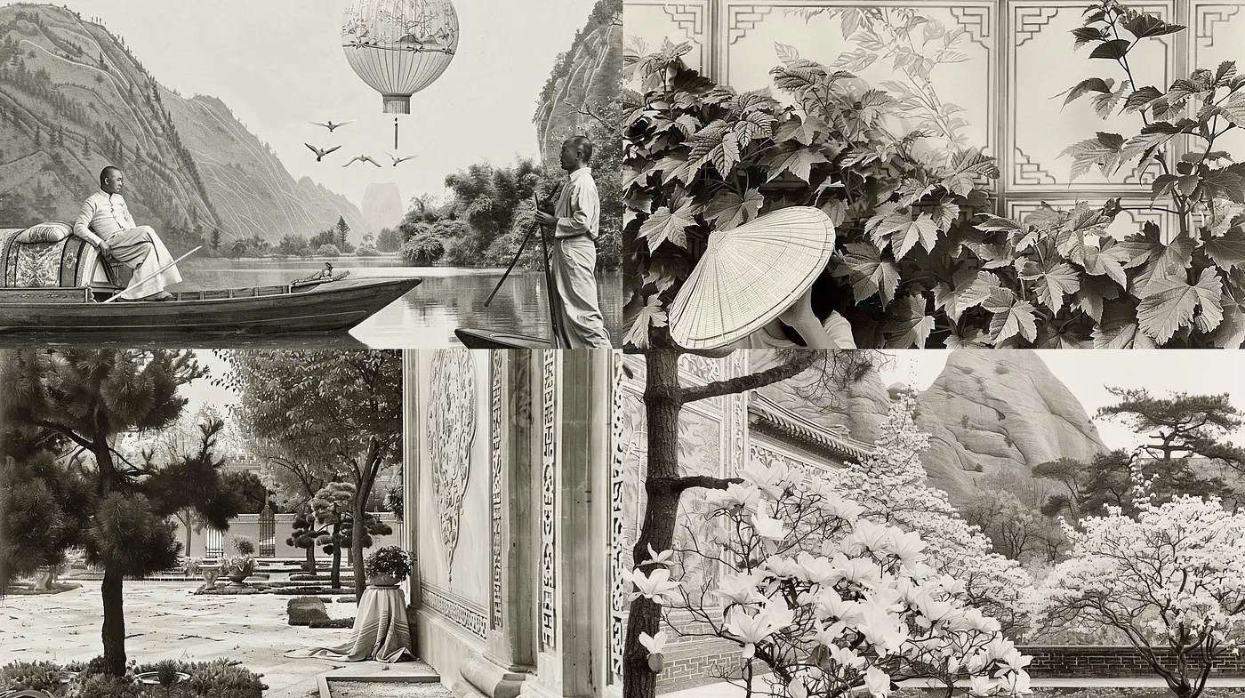 Ethereal Monochrome Gardens: A Tranquil Exploration in Grayscale Botanical Artistry - Midjourney sref style