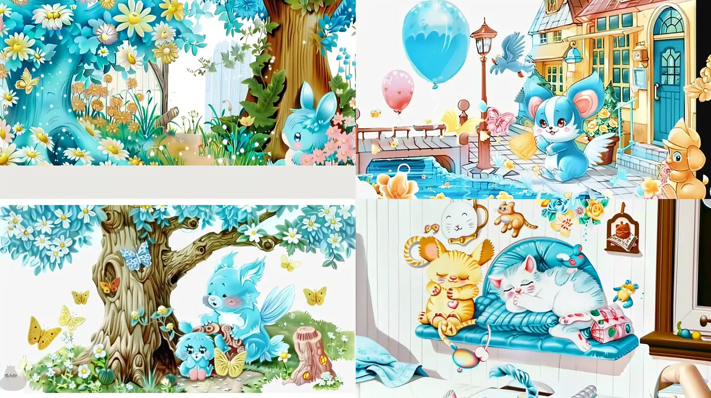 Whimsical Storybook Illustrations in Pastel - Midjourney sref style