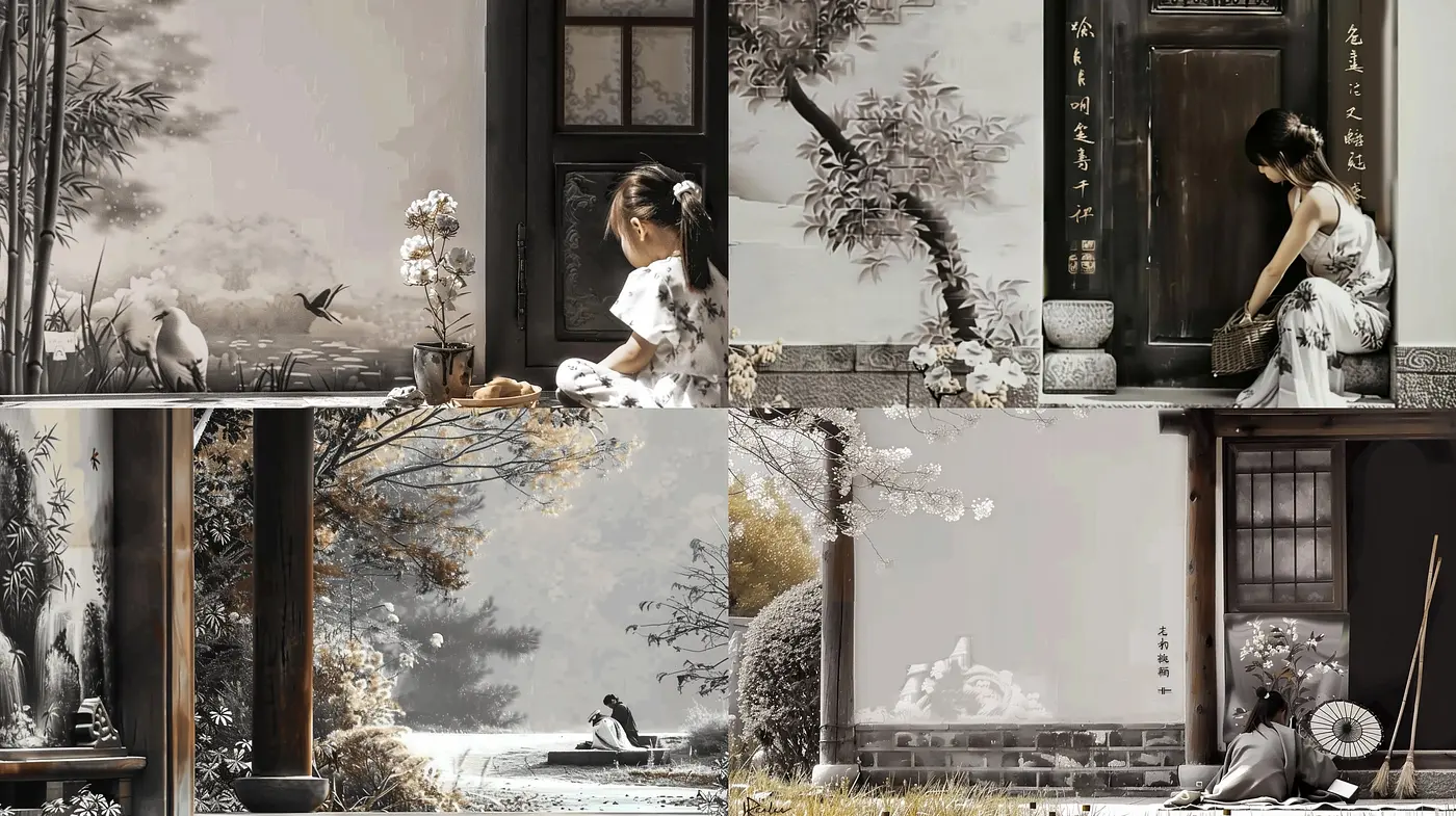 Ethereal Sepia-Toned Reflections: A Fusion of Vintage Serenity and Asian Cultural Essence - Midjourney sref style