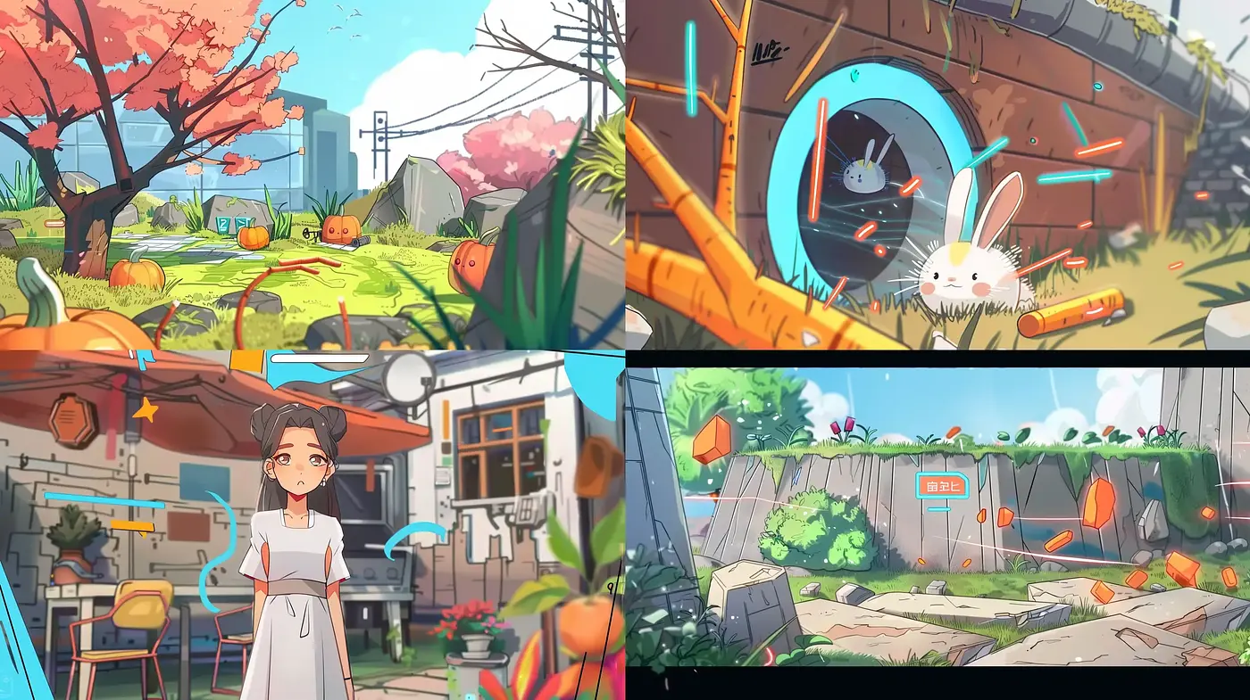 Buoyant Anime-Inspired Landscapes with Vibrant Color Harmonies - Midjourney sref style