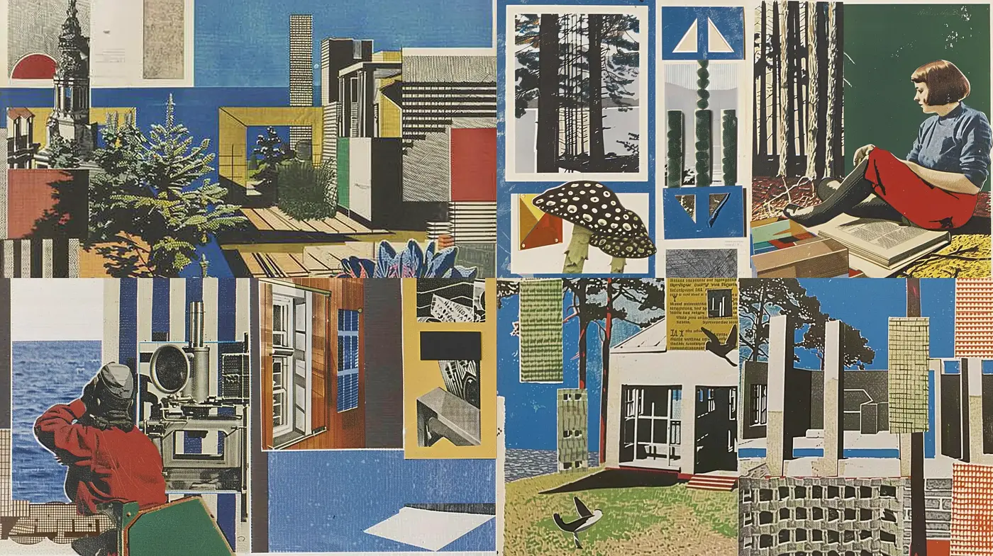 Collage of Nostalgia and Modernist Echoes - Midjourney sref style