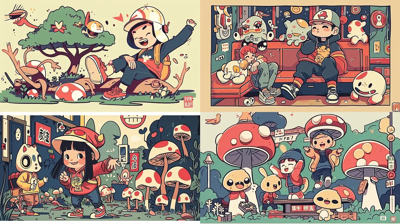 Whimsical and Playful Illustrations with a Youthful Spirit - Midjourney sref style